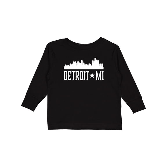 Inktastic Detroit Michigan Skyline Mi Cities Boys or Girls Long Sleeve Toddler T-Shirt