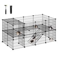 thumbnail image 1 of Parque para Mascotas de 2 Niveles, Jaula Modular, para Animales Pequeños, Hámsters, Conejos, Cobayas, Paneles de Malla Metálica, 123 x 63 x 61 cm, Negro, 1 of 6