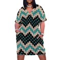 thumbnail image 2 of Vestido holgado con bolsillos en turquesa y beige con estampado del suroeste de Snake Trail para mujer. Vestidos de noche para mujer., 2 of 7