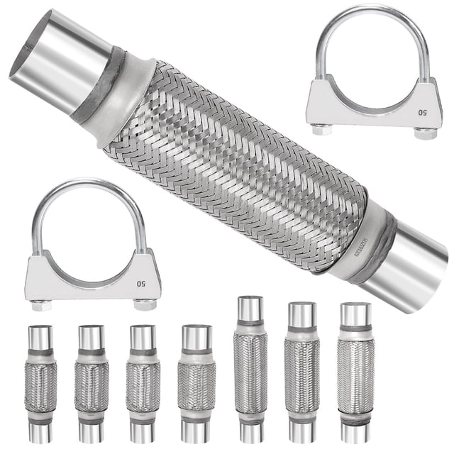 Juego de tubo flexible de escape Swpeet 2 x 20 cm con abrazadera en U de acero inoxidable
