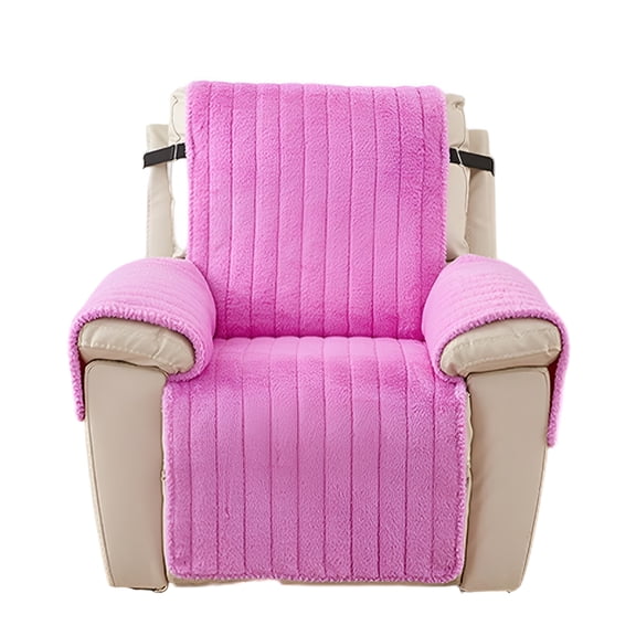 AUQ Fluffy Plush Recliner Chair Cover Small Recliner Slipcover for Dogs Seat Width to 23 Inch Washable Faux Fur Recliner Chair Protector with Elastic Adjustable Strap for Kids and Pets