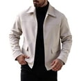 thumbnail image 2 of Jackets for Mens Wool Blend Buttons Front Winter Peacoat Jackets Turn Down Collar Long Sleeve Solid Color Coat for Business Casual Dress, 2 of 9