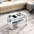 thumbnail image 2 of Rectangular Glass Coffee Table with Mirrored Stainless Steel Legs / Ample 2 - tier Storage in Living Areas, 2 of 6