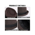 thumbnail image 6 of Spencer Classic 20s Trilby Fedora Hat for Men Felt Short Brim Fedora Panama Hat with Black Band Casual Jazz Cap Manhattan, Brown, 6 of 9
