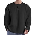 thumbnail image 1 of GigrtiJin Shirt for Men Long Sleeve Solid Color Pullover Top Quarter Button down Fall Top Lightweight Round Neck Blouse, 1 of 1
