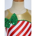 thumbnail image 6 of YONGHS Kids Girls Candy Cane Stripes Christmas Costume Xmas Metallic Dance Gymnastic Leotard Red 10, 6 of 7