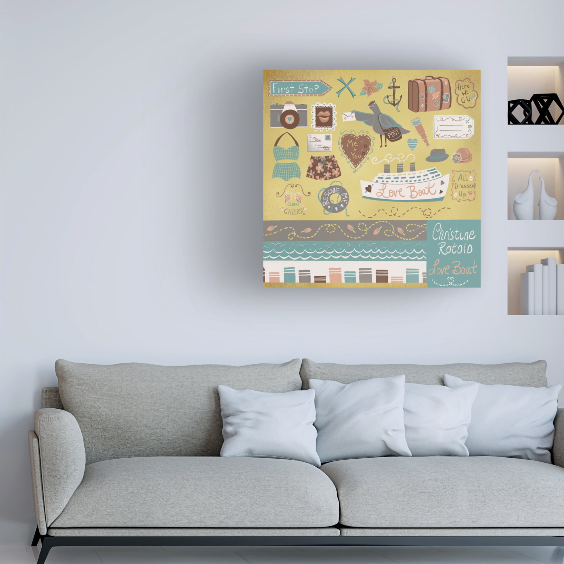 Canvas Wall Art - Christine Rotolo 'Cruise Ship' Wall Art for Living Room, Bedroom, or Office Décor by Trademark Fine Art - 14 x 14 Inches