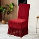 thumbnail image 5 of Funda elástica de jacquard para silla de comedor con faldón | Tejido elástico de poliéster grueso | Cobertura total para decoración del hogar, bodas y fiestas | Gris, rojo, café, beige y verde, 5 of 6