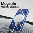 thumbnail image 2 of Dteck Magnetic Stand for iPhone 17 Pro Case, Plating Kickstand Compatible with Magsafe Built-in Camera Lens Protector Slim Phone Case with Stand Ring, Blue, 2 of 6