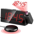 thumbnail image 1 of Reloj despertador de proyección Mesqool, fuerte y vibrante, con carga USB, 1 of 9