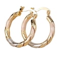 thumbnail image 2 of KaiXunRui Retro Hoop Earrings Stylish Round Mixed Tone Statement Hoop Earrings B, 2 of 7