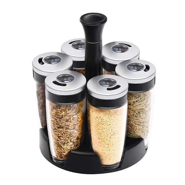 Torre Giratoria De Especias De 360 Grados Con 7 Botellas Transparentes De 100 Ml, Estante Para Condimentos Que Ahorra Espacio, Organizador De Especias A Prueba De Humedad Methold HA014820-00