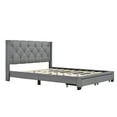 thumbnail image 4 of Wood Bed Frame with 2 Storage Drawers, Queen Size Platform Bed Frame with Button Upholstered Headboard Rivet Finish, 4 of 8