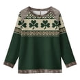 thumbnail image 4 of Womens Plus Size St Patricks Day Sweatshirts Long Sleeve Crew Neck Green Printed Patchwork Causal Loose Tops (3XL, Green R), 4 of 4