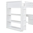thumbnail image 6 of Twin Size Loft Bed with Under-Bed Desk, Multifunctional Loft Bed with 4 Drawers and 3-Tier Shelves, Solid Wood High Loft Bed with Ladder and Guardrails for Girls Boys, No Box Spring Needed, White, 6 of 9
