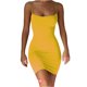 thumbnail image 1 of Color sólido verano falda de tirantes delgada sin tirantes sexy vestido elástico MABOTO Amarillo XL, 1 of 5