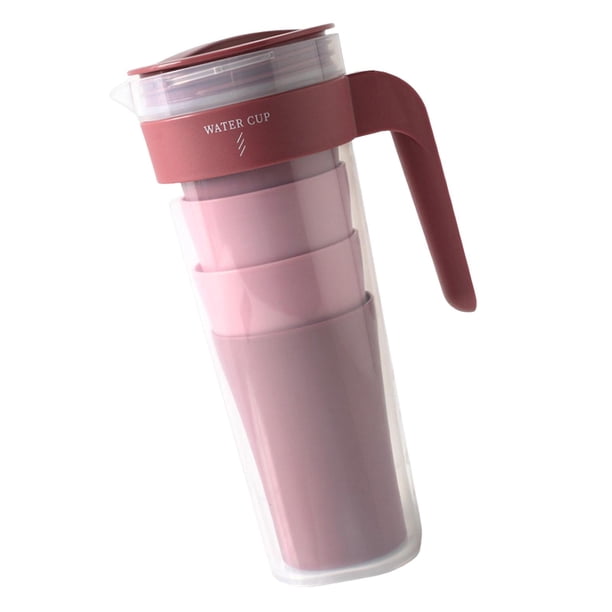 Contenedores de de 1000 ml con tapa Jarra para bebidas Jarra para bebidas frías y calientes para Rojo Zulema Jarra de jugo