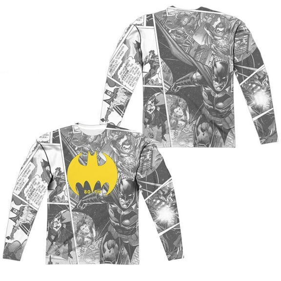Batman - Collage (Front/Back Print) - Regular Fit Long Sleeve Shirt - XXX-Large