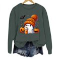 thumbnail image 4 of Halloween Sweatshirt for Women Sweatshirt Casual Long Sleeve Graphic Tee Crewneck Pullover Top for Women Hoodless Style Dark Green M, 4 of 4