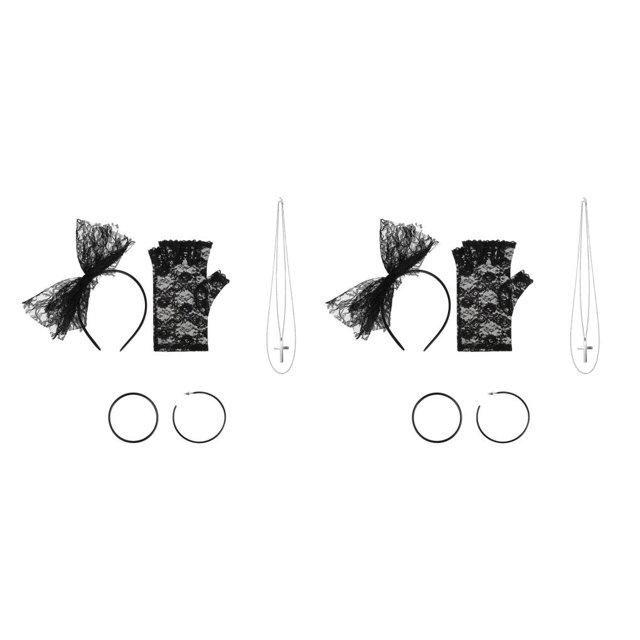 Ounissouiy 1 Set Fancy Dress Costume Lace Outfits Headband Special Cosplay Clothing Clothes Accessories Fishnet 80s Women Gloves estilo2 2Conjunto