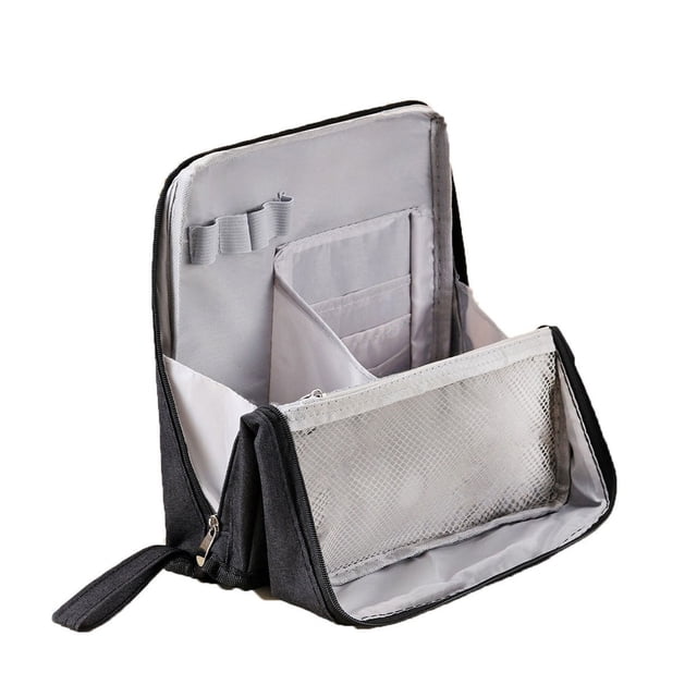 Methold Bolsa de maquillaje de gran capacidad con compartimentos Todo organizado fácilmente Bolsa de maquillaje grande Carpetas de archivos negro