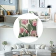 thumbnail image 5 of nygtbtfer Flower Throw Pillow Covers se of 2 Spring Floral French Vintage Simplistic Nostalgic Beige Cozy Velvet Decor for Office Sofa Comfortable Chair Bedding Cushion White, 5 of 7