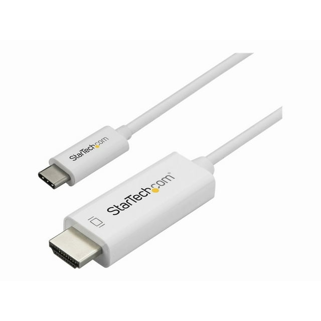 StarTech.com USB C to HDMI Cable - 4K 60Hz USB Type C to HDMI 2.0 Video Adapter Cable - Thunderbolt 3 Compatible - Laptop to HDMI Monitor/Display - DP 1.2 Alt Mode HBR2 - White (CDP2HD1MWNL),3.3 feet