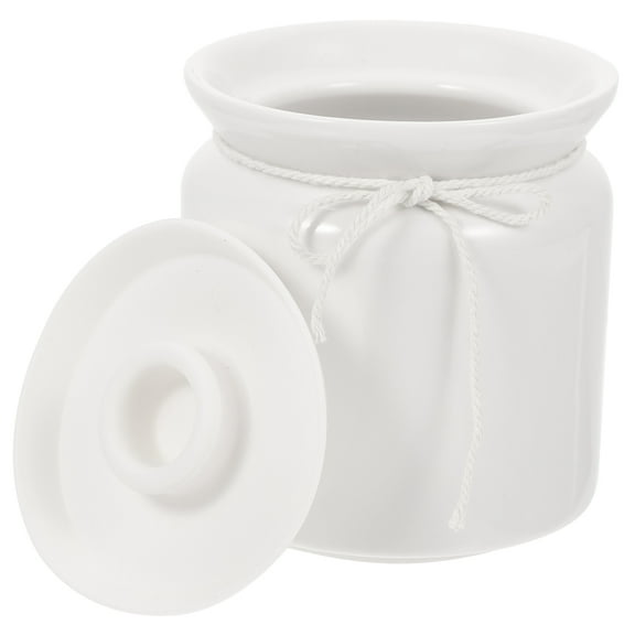 NIYANGLE Ceramic Jar White 1Set 4.4X3.9X3.9In