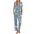 thumbnail image 1 of Sexy Pijama Conjunto para las Mujeres Impreso Bolsillo Pantalones de Manga Corta, Traje Suelto Casual para el Hogar Y el Salón, 1 of 1