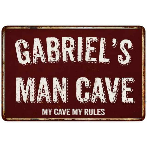 GABRIEL'S Man Cave Red Grunge Sign Metal 8x12 Decor 108120003402