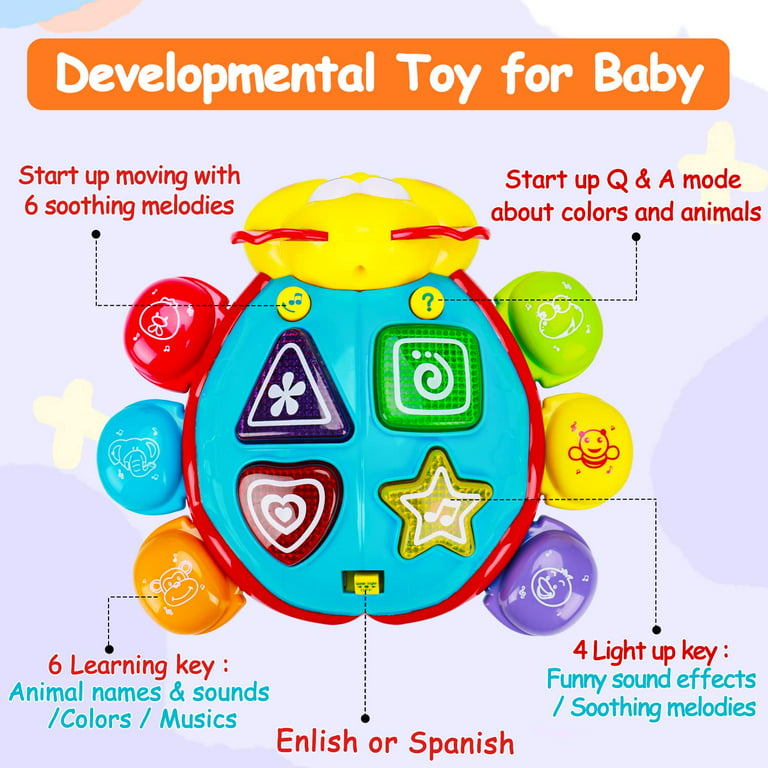  HISTOYE Spanish English Baby Toys with Light Music Juguete  Bilingue para Bebes Crawling Bilingual Toys for Babies 12 18 Months Musical  Moving Toy for Toddler 1-3 Toy Gift for 1 2