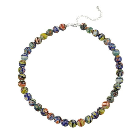 Murano Millefiori Flower Ring - Venetian Murano Glass Beaded Millefiori Flower Necklace
