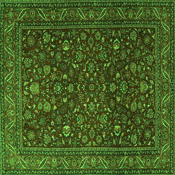 Ahgly Company Indoor Square Persian Green Traditional Area Rugs, 8' Square