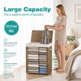 thumbnail image 3 of 23.8 Gal (90L) Laundry Hamper Laundry Basket with Lid and Handles Wicker hamper Foldable Removable Liner Bag Natural, 3 of 8