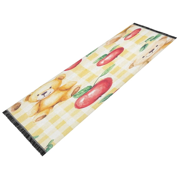 BZSMCE Runner Rug Classical Design Bears Apple Delight Style Modern Pattern 72x23.5in Indoor Washable Rug