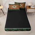 thumbnail image 4 of jejeloiu Rustic Tribal Zipper Full Size Comforter Sets with Fitted Sheet and 2 Pillowcases,Western Print Zipper Bedding Set For Boys,Brown Green,Black Reversible,4 Pieces, 4 of 7