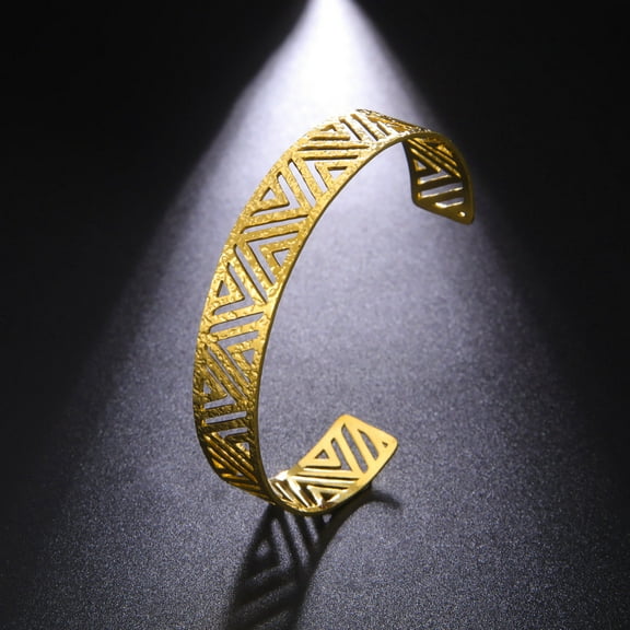 14K Yellow Gold Geometric Bangles For Women Men Fashion Golden Silver Color Adjustable Cuff Bracelet Party Girl Jewelry