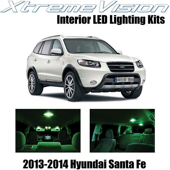 XtremeVision Interior LED for Hyundai Santa Fe 2013-2014 5 pcs Green Interior LED Kit Installation Tool