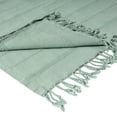 thumbnail image 5 of Ox Bay Sarra Aqua Green Striped Fringed Ultra-Soft Turkish Cotton Reversible Throw Blanket, 50" x 60", 5 of 8