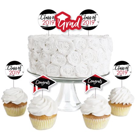 Red Grad - Best is Yet to Come - Dessert Cupcake Toppers - Red 2019 Graduation Party Clear Treat Picks - Set of (Best Moist White Cake)