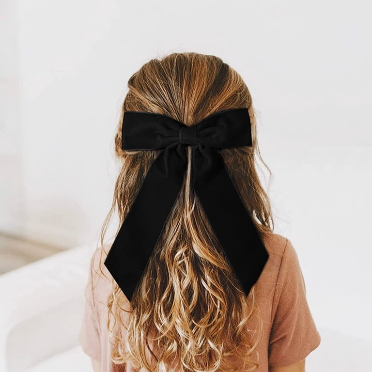 Black Velvet Hair Clip Black Velvet Hair Bow, Large Brigitte Black Velvet Hair Bow  main image 3