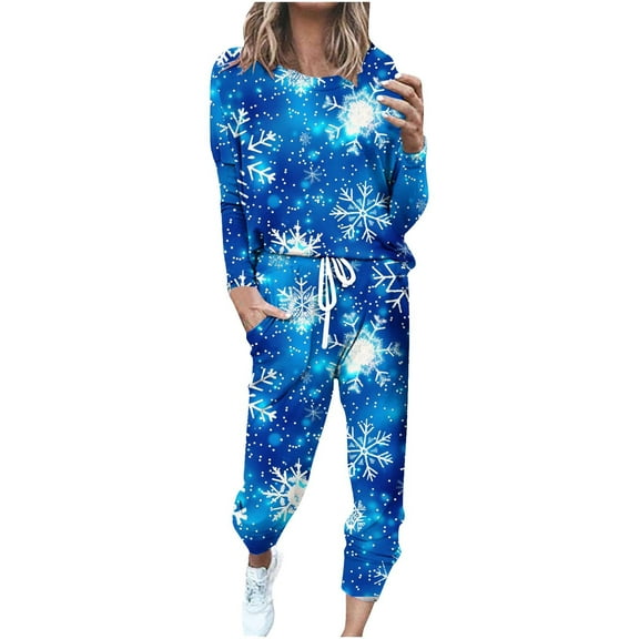 Zkozptok Sweat Suits For Womens 2 Piece Long Sleeve Crewneck Sweatshirts Elastic Waisted Joggers Set Loungewear Sets Woman