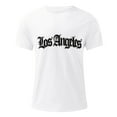 thumbnail image 4 of NOLDARES Men's Graphic Tees Vintage Los Angeles Letter Print Summer Shirt Short Sleeve Casual Crewneck Cotton Fashion T Shirt(White,L), 4 of 4