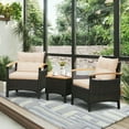 thumbnail image 3 of Barara King Outdoor Patio Furniture Sets, Conversation Set,3 Pieces Patio Rattan Furniture Set with Removable Cushions-Beige, 3 of 10