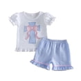 thumbnail image 2 of Conjuntos de blusas y camisas de cuello redondo y manga corta, moda de verano, lindos, de Pascua, para niñas, casuales, de manga corta, cuello redondo, botones, estampados, pantalones cortos, conjunto, 2 of 5