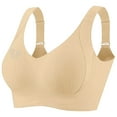 thumbnail image 3 of Sports Bras for Women No Underwire Full Coverage Lightweight Plus Size Solid Color Spaghetti Strap Women's Bralettes Breathable Underwear Daily Bra Beige XL, 3 of 10