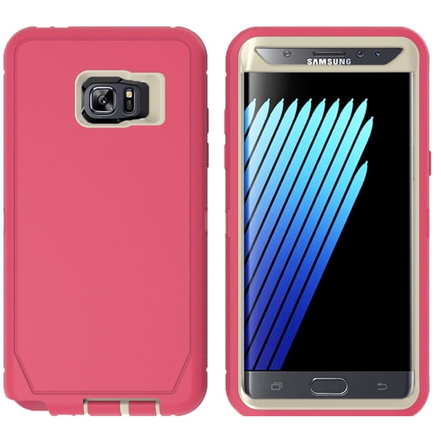 Mobile Xcessories - Pink Samsung Galaxy Note 5 Case Only Military-Grade/Dust/Drop Shockproof 3-Layer Full Body Ultra Rugged Scratch Resistant Wireless Charging Heavy Duty Cover Case