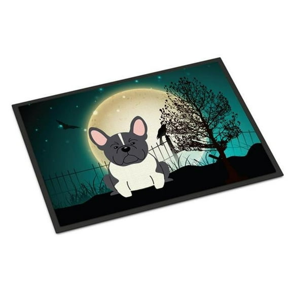 Carolines Treasures Halloween Scary French Bulldog Black White Door Mat Indoor Rug or Outdoor Welcome Mat 18x27 Doormat