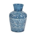 thumbnail image 6 of Terracotta Decorative Vase - Handcrafted Pottery with Geometric Pattern - Ceramic Home Accent for Living Room, Bedroom, Office - Rustic Boho Style - 12" Blue, 6 of 10
