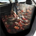 thumbnail image 3 of Binienty Hunting Deer Camo Automotive Seat Covers with Car Steering Wheel Cover American Flag Elastic Armrest Cushion Pad Seat Belt Cushion Pad Keychain Automotive Interior Accessories Set, 3 of 7